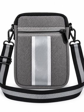 Haute Shore Gray Silver Stripe Crossbody Bag Adjustable Strap